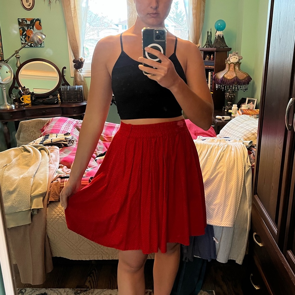 Red and Black Polka Dot Skirt - Vintage